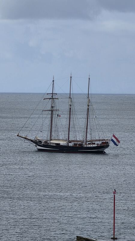 At anchor in Brittany, French courtesy flag up