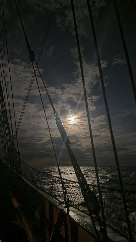 Moonlight through the rigging on the night watch
