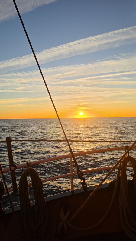 Sunset from the rail, lines coiled
